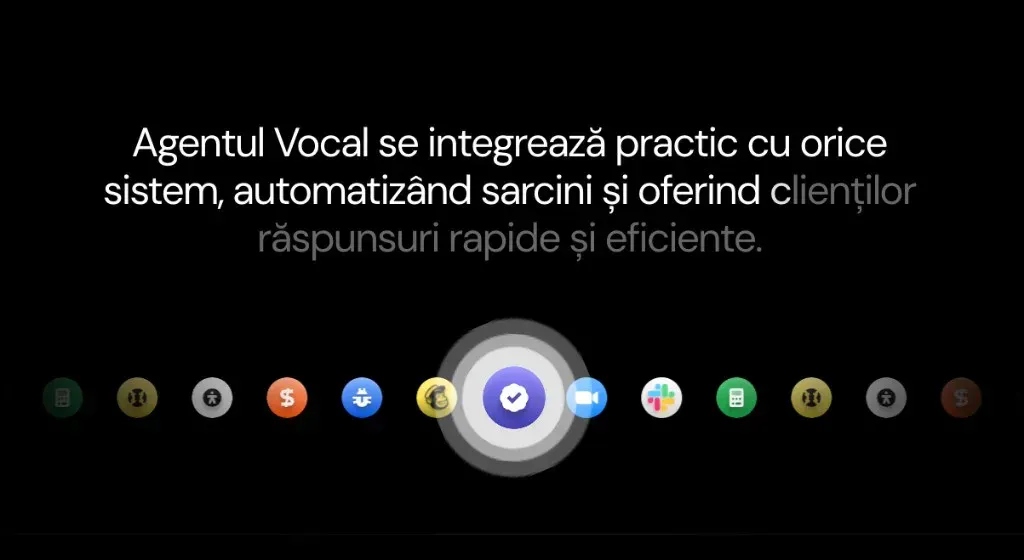 Integrări Agent Vocal, compatibil cu CRM, calendar, plăți și alte sisteme